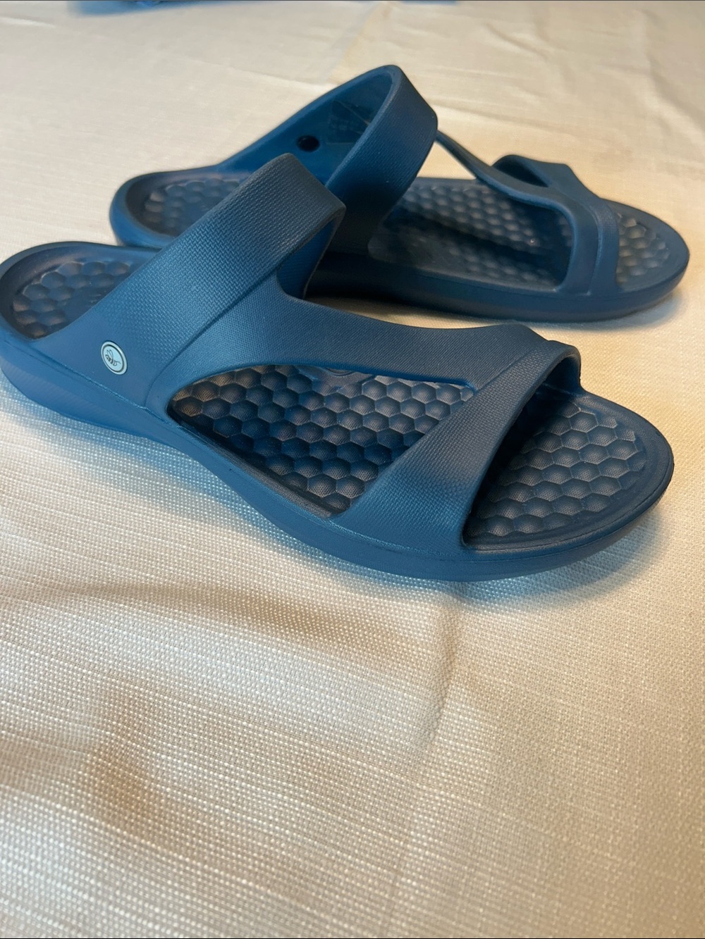Joybees Blue Slide Sandals with Honeycomb Footbed